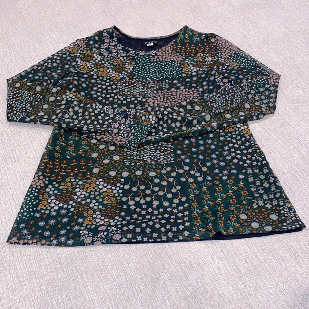 Paniz women’s colorful stretchy layered pullover top size L